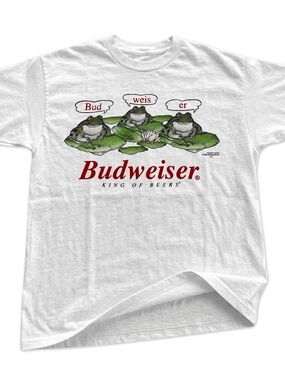 Gildan White Tee with Green Lily Pad Frogs